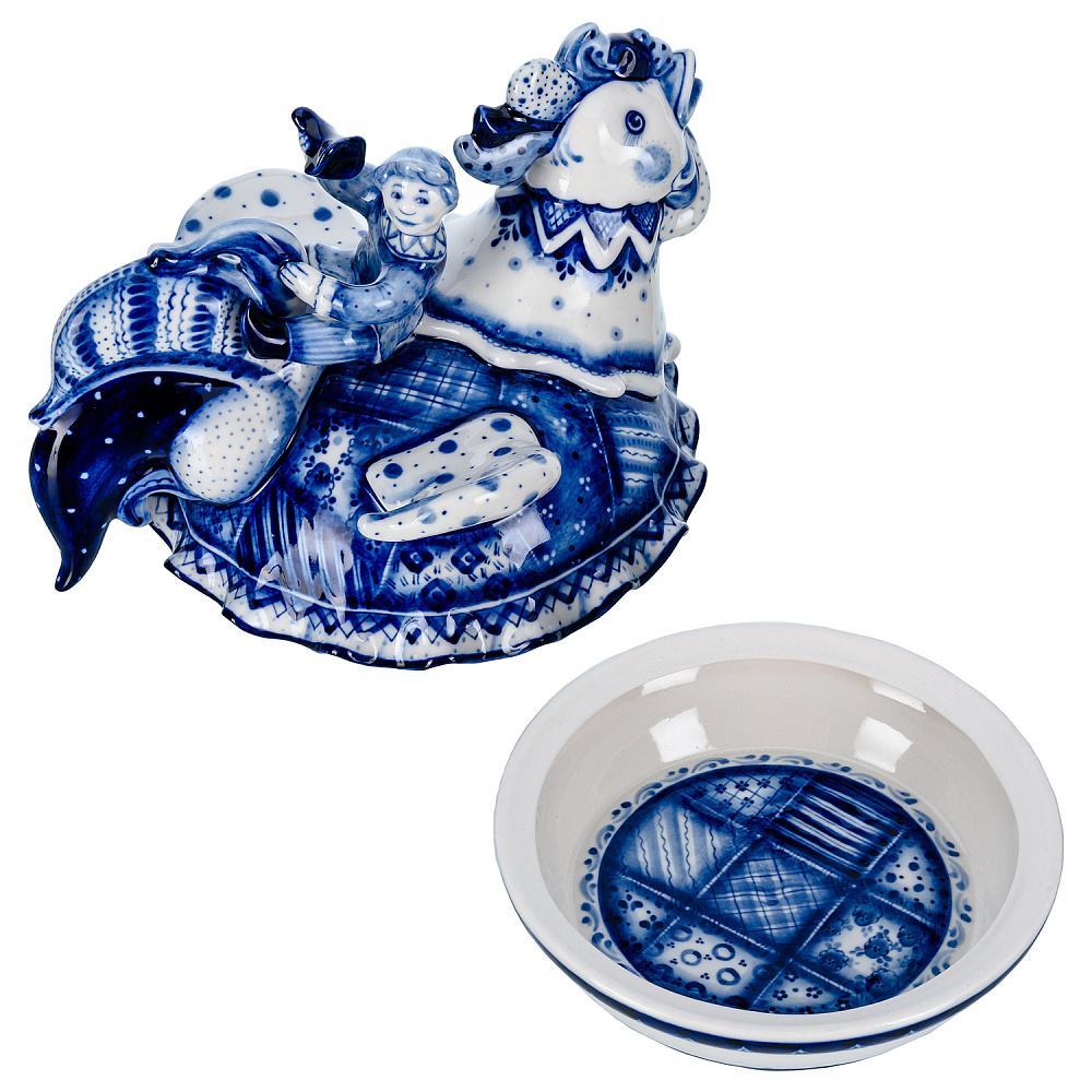 Чайный сервиз на 6 персон «Скоморошьи забавы». Гжель - интернет магазин Русь Велика я фото 14