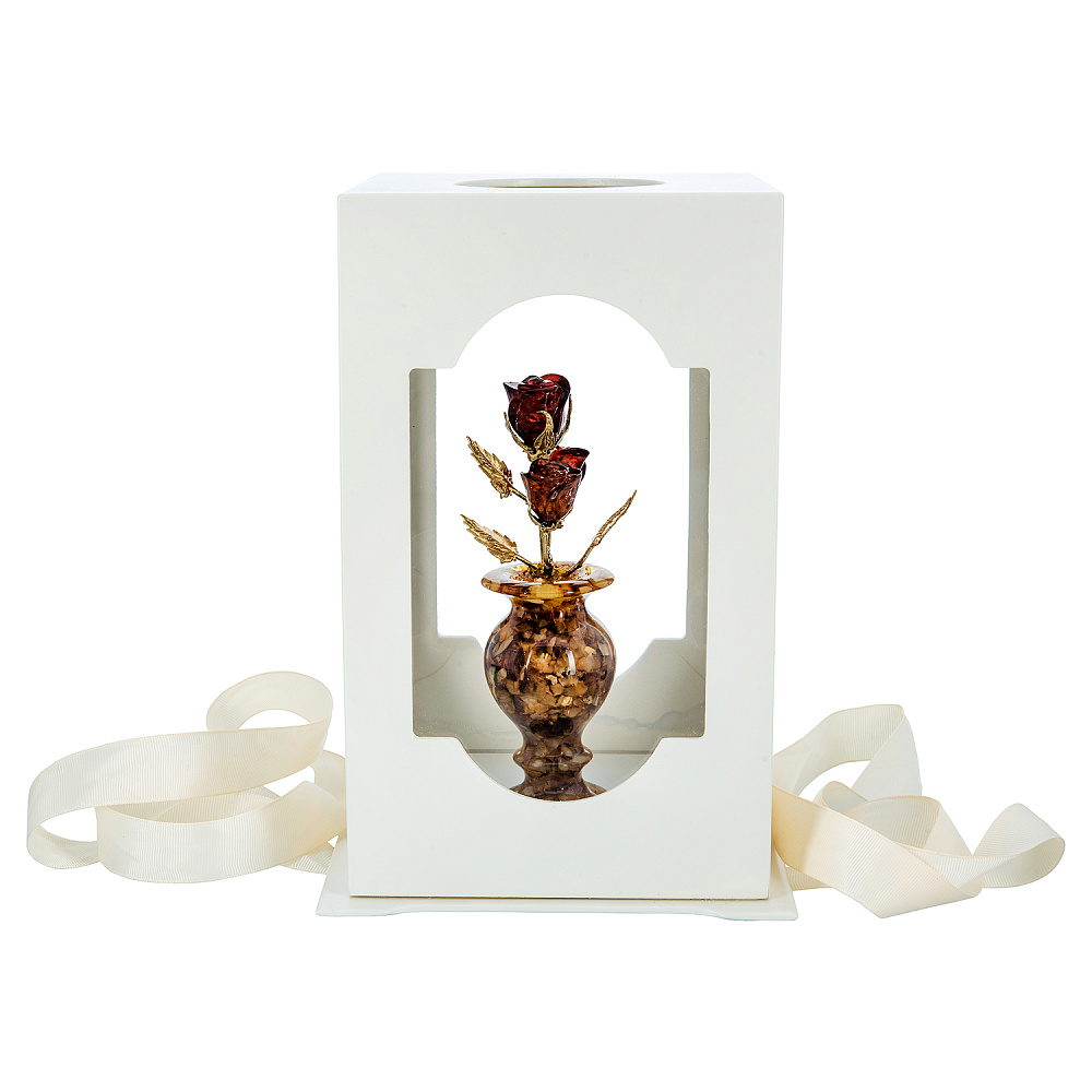 Янтарная композиция «Цветочная ваза. Три бутона» - интернет магазин Русь Велика я фото 7