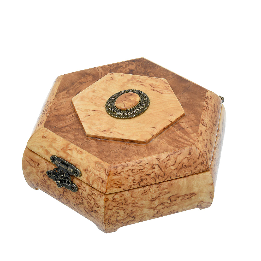 Шкатулка из карельской березы шестигранная - интернет магазин Русь Велика я фото 1