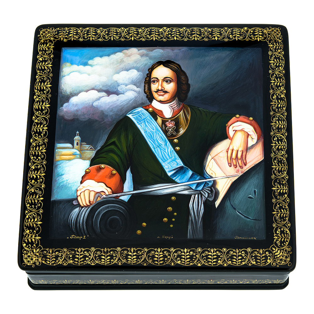 Шкатулка с художественной росписью «Петр Первый» - интернет магазин Русь Велика я 