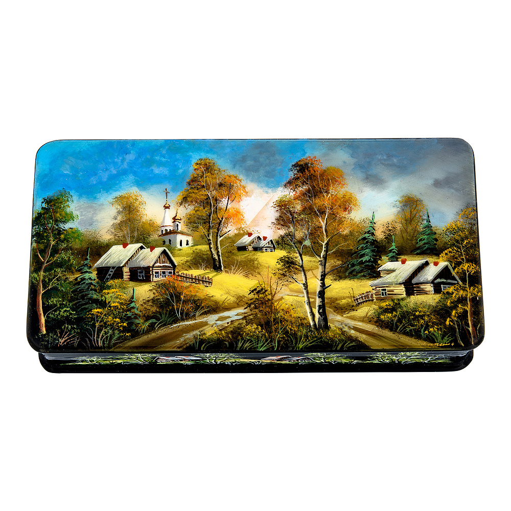 Шкатулка с художественной росписью «Лето в деревне» - интернет магазин Русь Велика я 