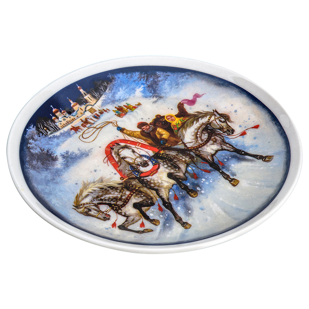 Тарелка сувенирная «Русская тройка. Зима» - интернет магазин Русь Велика я фото 2