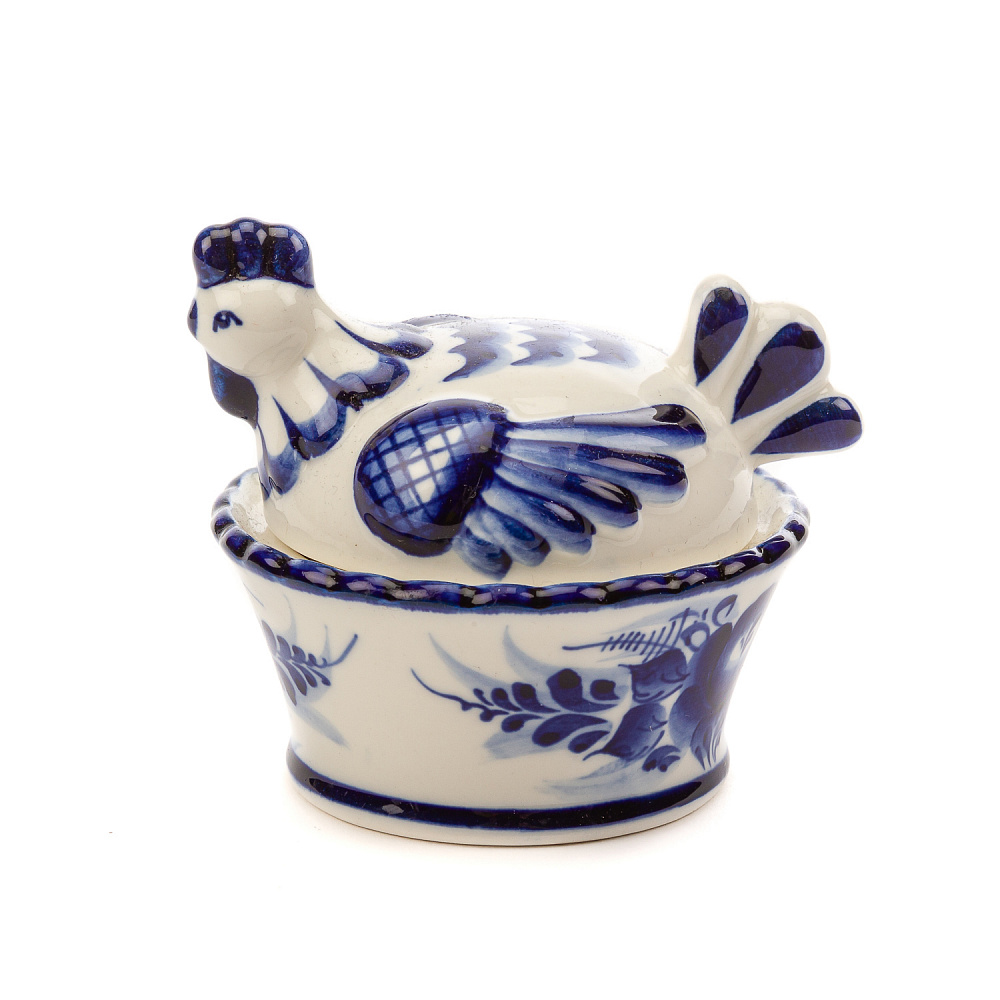 Пасхальница с солонкой «Наседка» в росписи Гжель - интернет магазин Русь Велика я фото 6