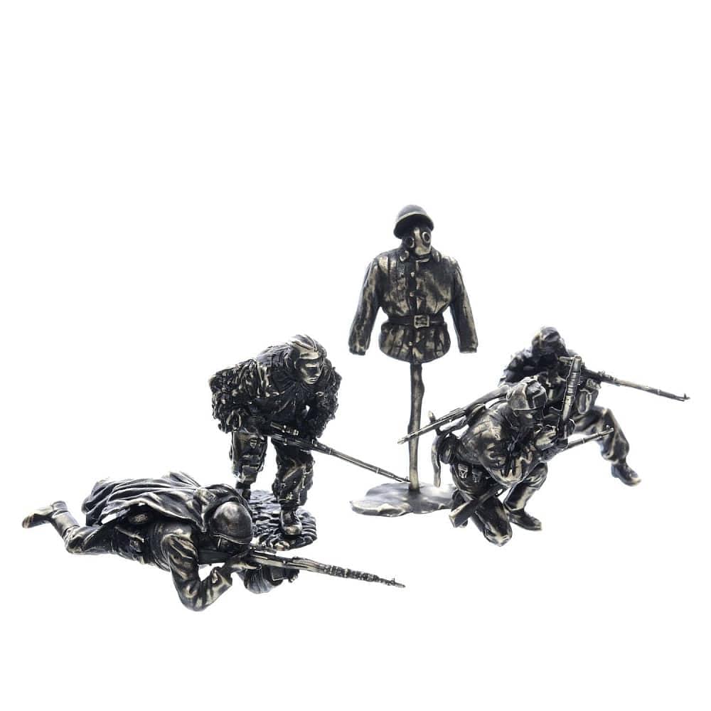 Набор бронзовых статуэток-солдатиков «Снайперы». Набор из 4 фигурок - интернет магазин Русь Велика я 