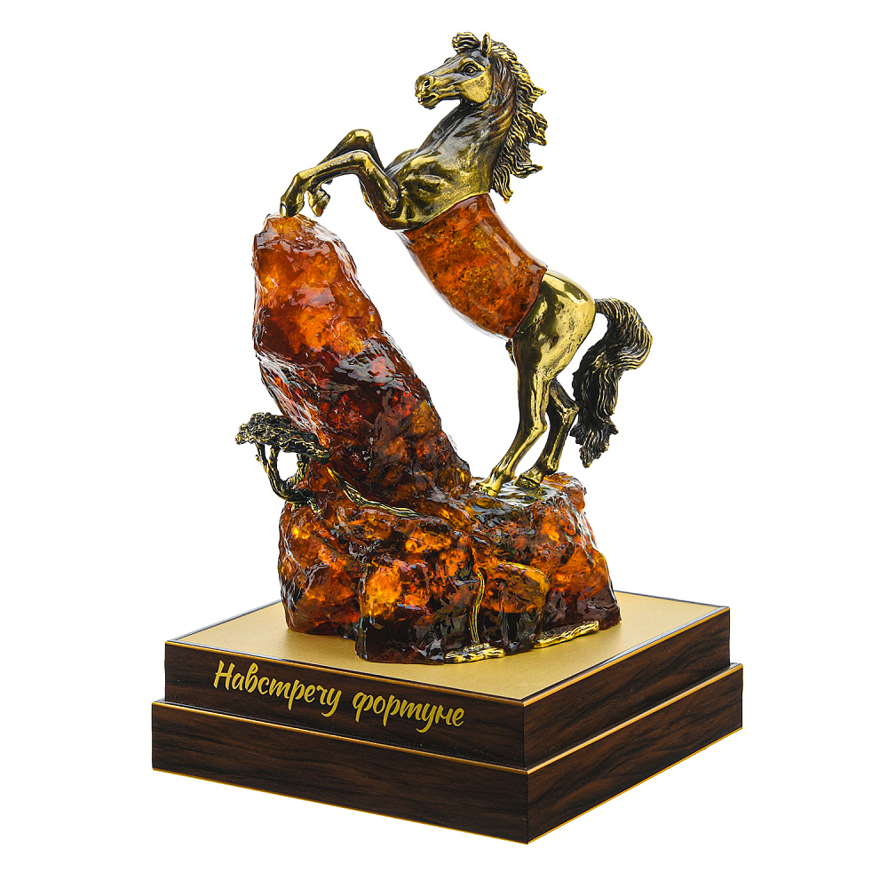 Лошадь Символ 2026 года. Скульптура из янтаря «Навстречу Фортуне» - интернет магазин Русь Велика я фото 1
