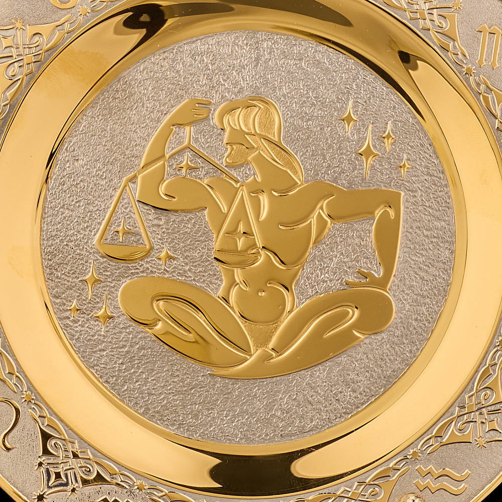 Тарелка декоративная с позолотой «Знак зодиака Весы». Златоуст - интернет магазин Русь Велика я фото 2