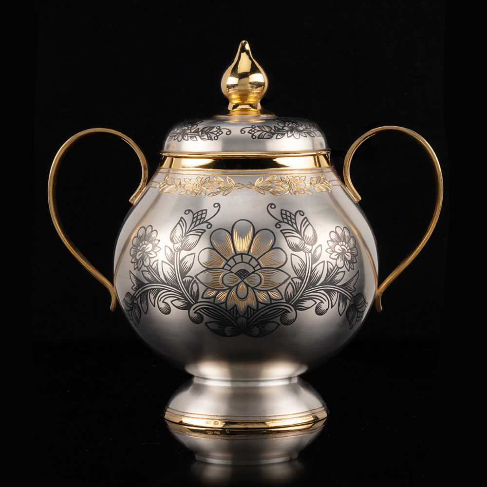 Сахарница «Астра» из серебра 925* - интернет магазин Русь Велика я 