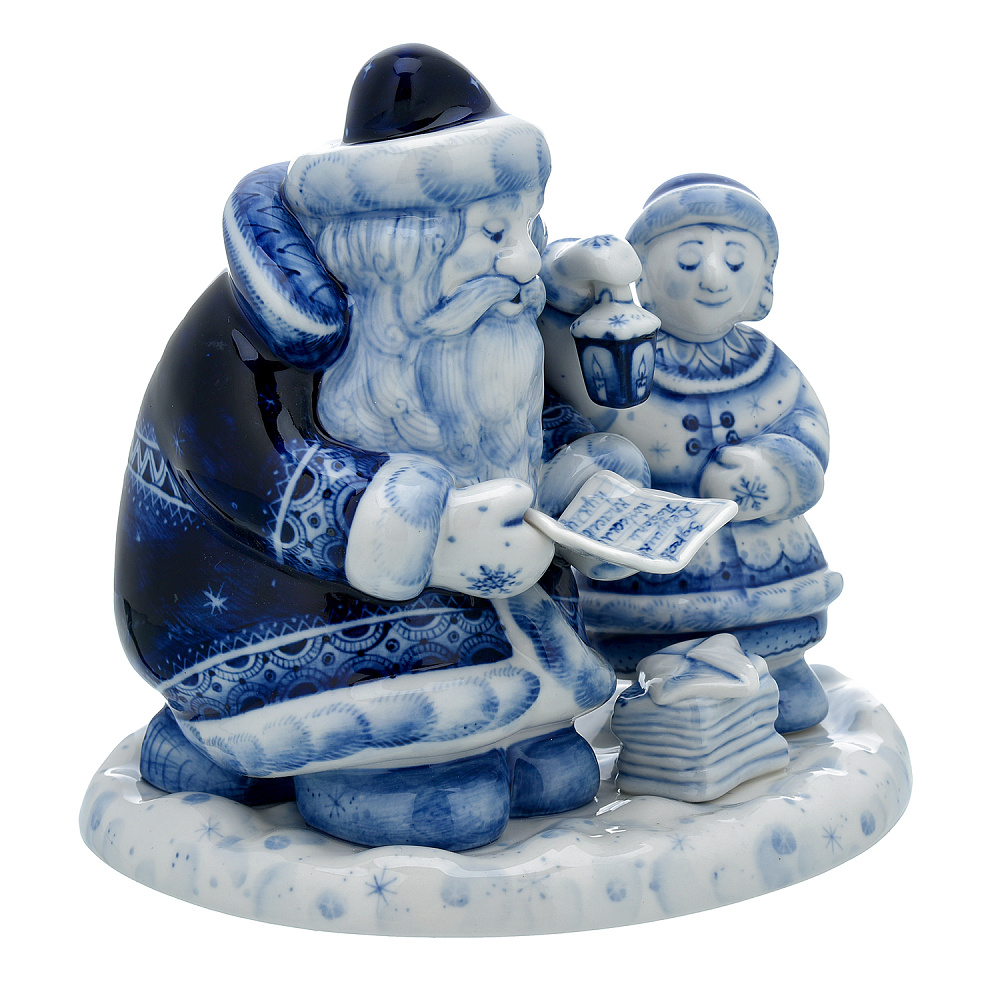 Статуэтка «Письмо Деду Морозу». Гжель - интернет магазин Русь Велика я фото 1