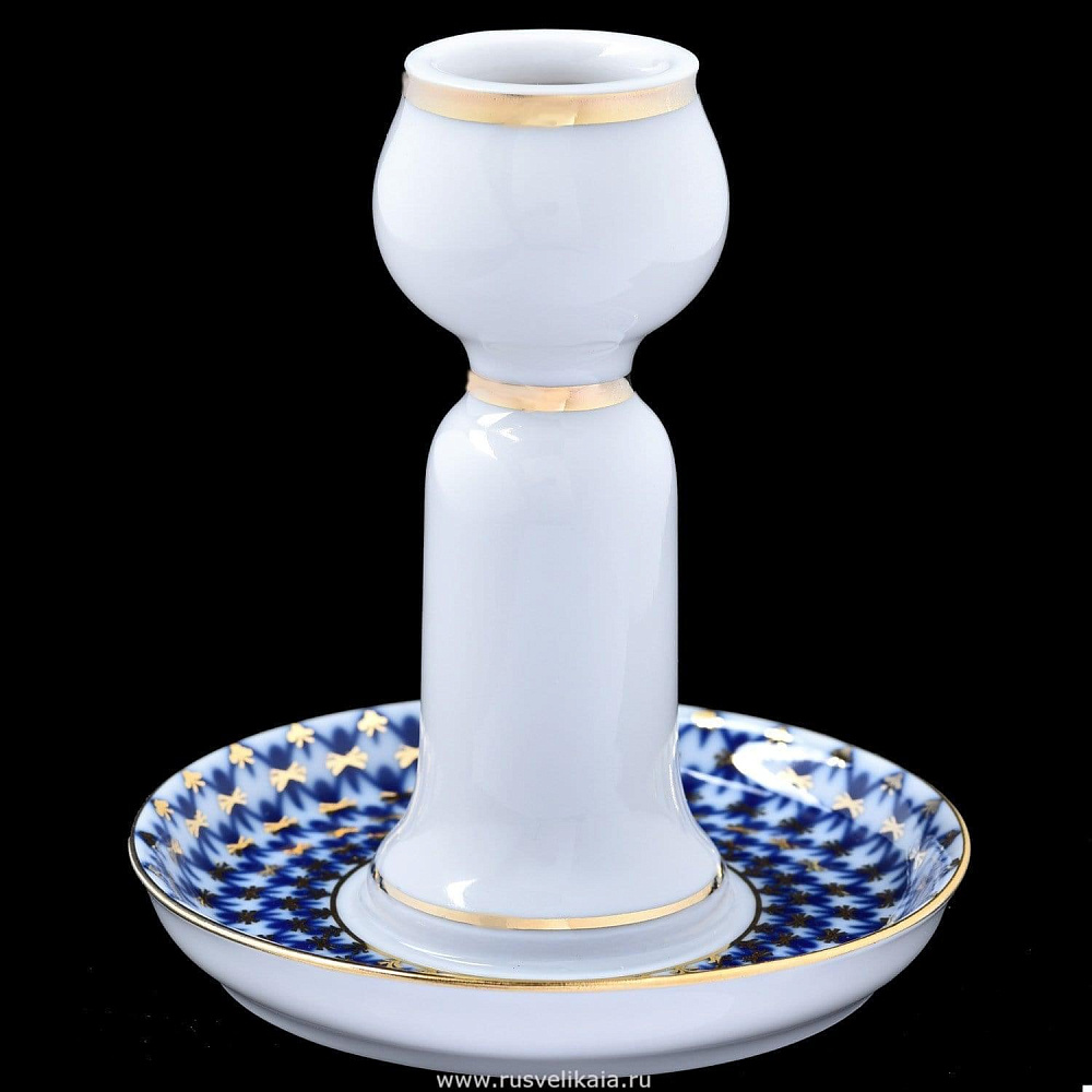 Подсвечник «Кобальтовая сетка». Форма «Бутон». ИФЗ - интернет магазин Русь Велика я 