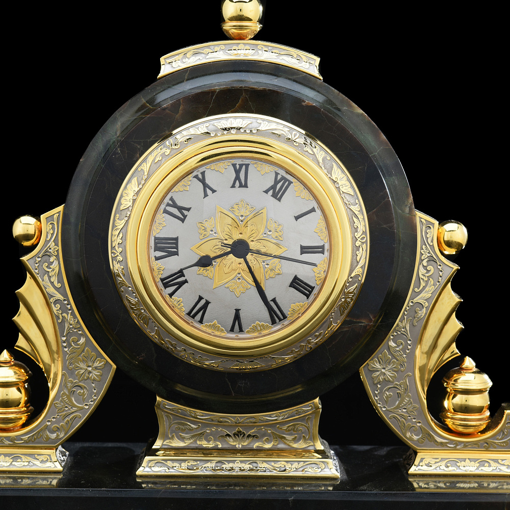 Часы настольные из камня с позолотой. Златоуст - интернет магазин Русь Велика я фото 2