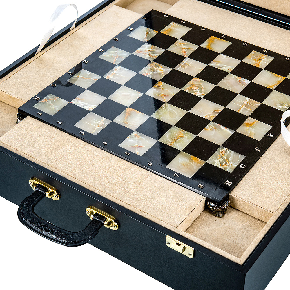 Шахматы с полем из камня и фигурами из серебра «Сражение» 35х35 см - интернет магазин Русь Велика я фото 16