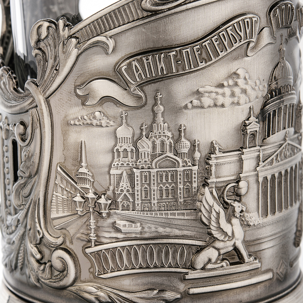 Подстаканник никелированный «Санкт-Петербург. Коллаж» - интернет магазин Русь Велика я фото 4