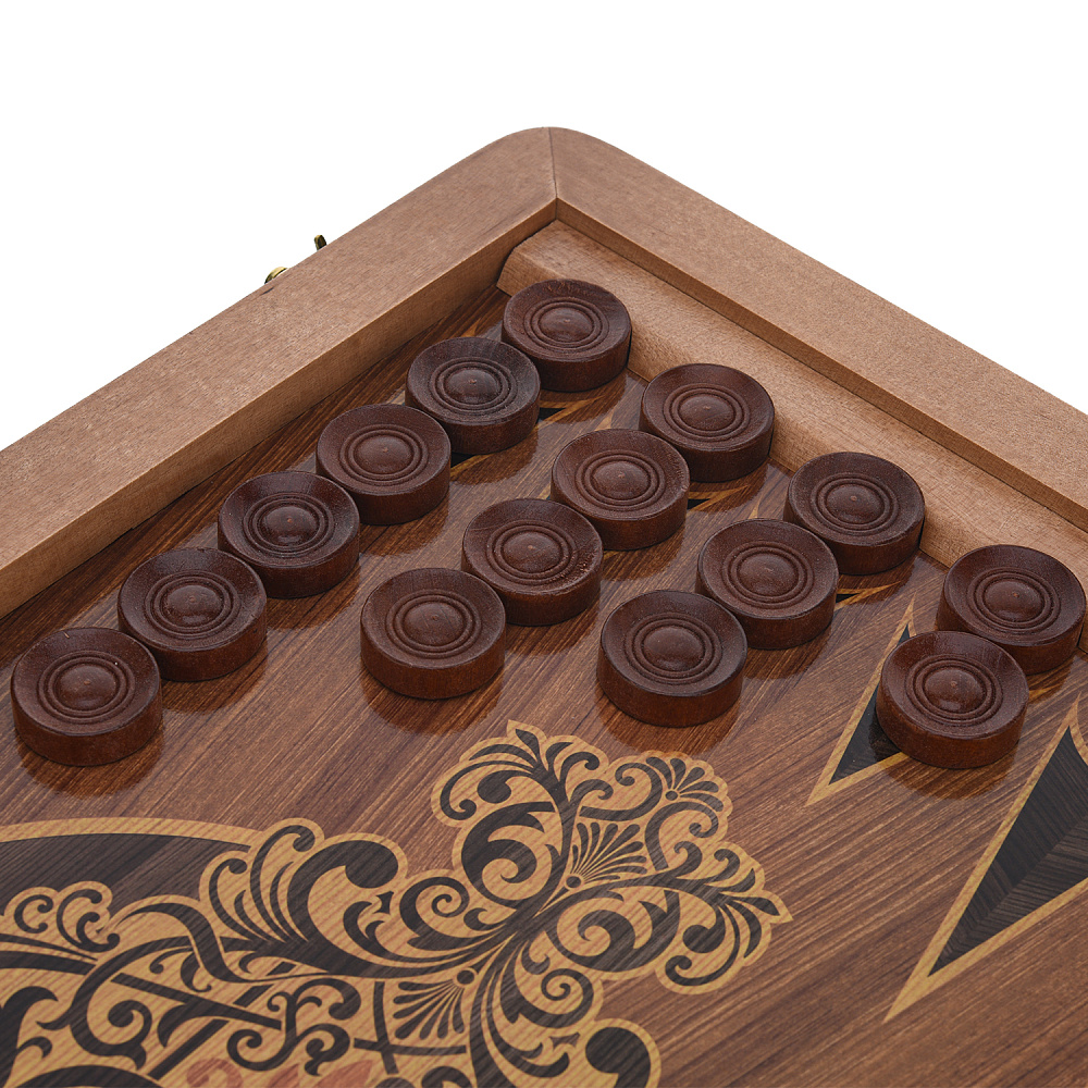 Деревянные нарды с кожаной вставкой «Кроко» 60х30 см - интернет магазин Русь Велика я фото 3