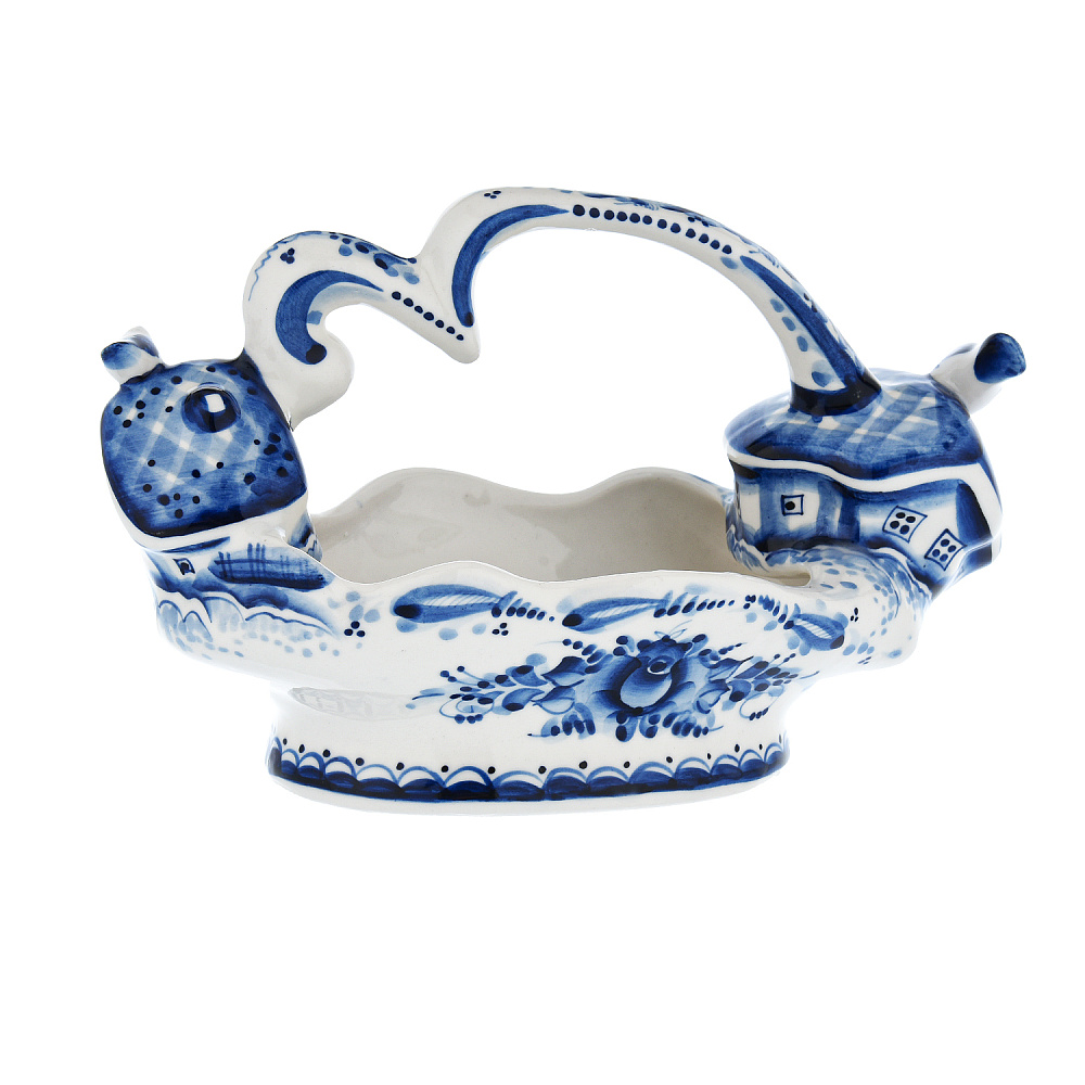 Конфетница «Мороз». Гжель - интернет магазин Русь Велика я 