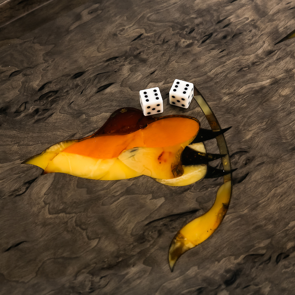 Нарды с янтарной инкрустацией «Лев» 64х60 см - интернет магазин Русь Велика я фото 9