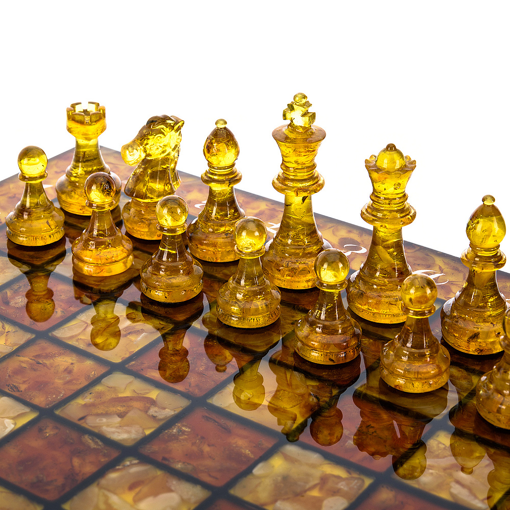 Шахматы янтарные «Камелот» 32х32 см - интернет магазин Русь Велика я фото 1