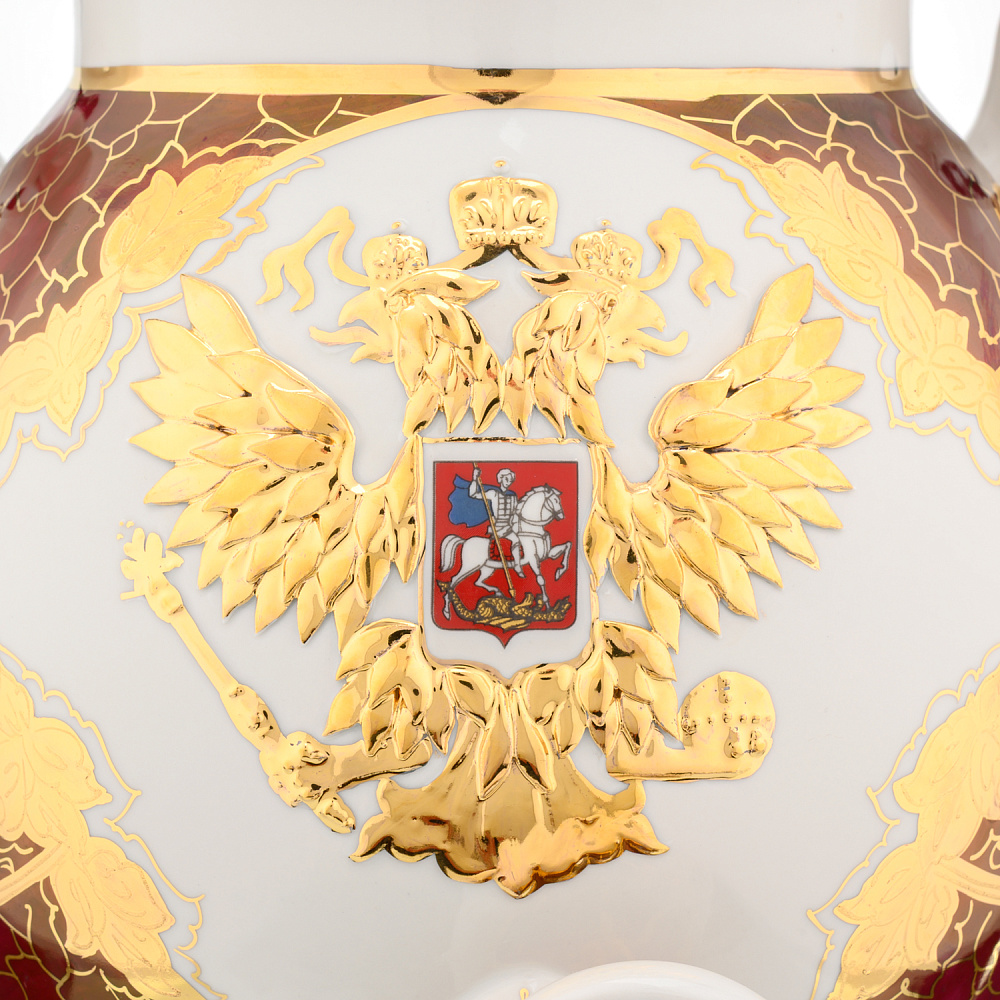 Самовар фарфоровый электрический с сервизом на 6 персон «Герб РФ» - интернет магазин Русь Велика я фото 5