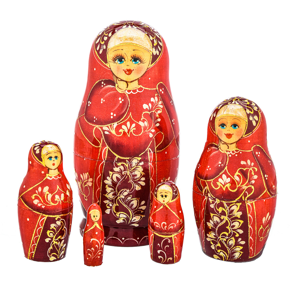 Матрешка «Цветы» 5 мест - интернет магазин Русь Велика я 