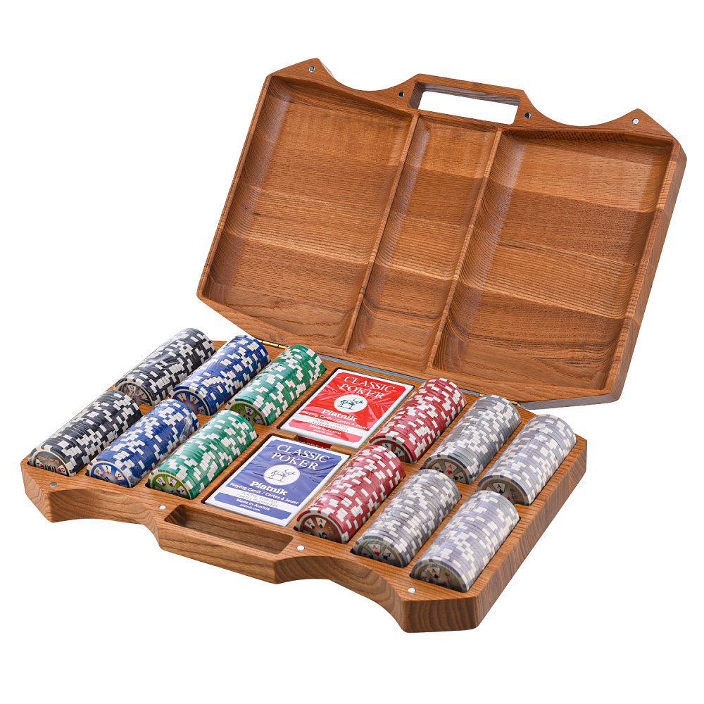 Покерный набор в резном чемоданчике из ясеня «Арабеска-6» - интернет магазин Русь Велика я 