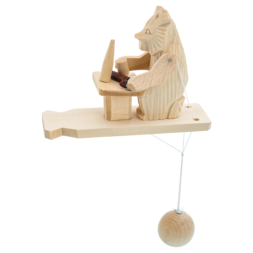 Богородская деревянная игрушка «Медведь с закуской» - интернет магазин Русь Велика я 