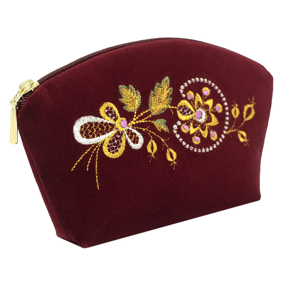 Косметичка «Заря». Бордовая с вышивкой - интернет магазин Русь Велика я 