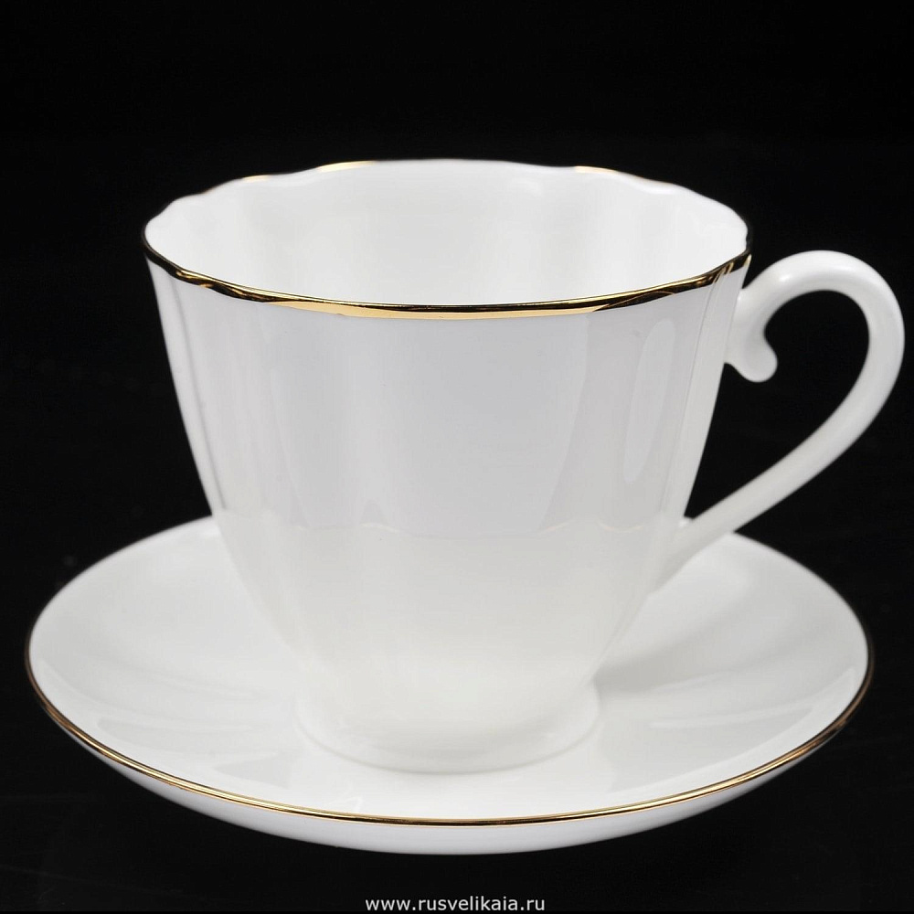 Чайная пара «Золотой кантик» форма «Гвоздика» ИФЗ - интернет магазин Русь Велика я 