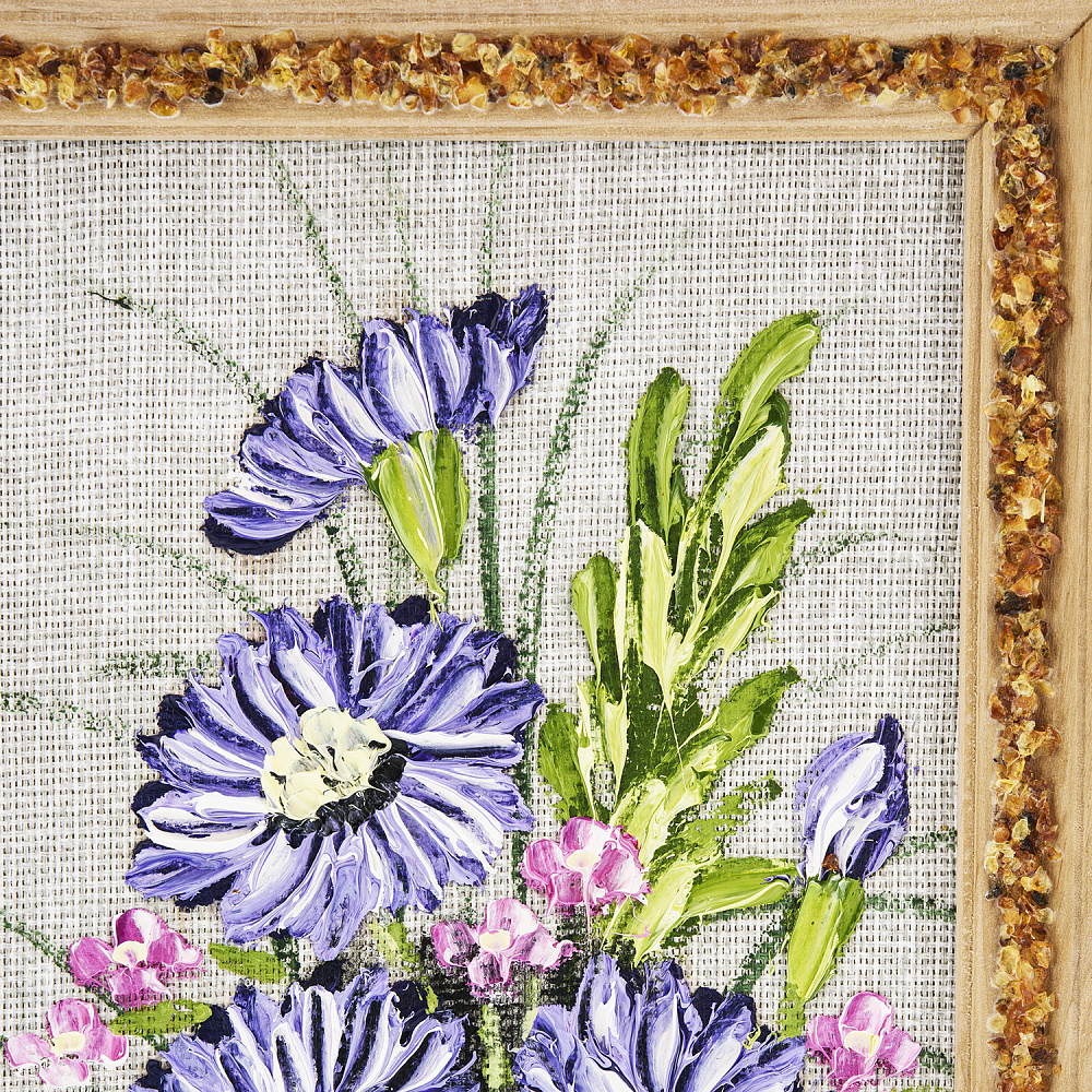 Панно в янтарной раме «Букет цветов» 27х18 см - интернет магазин Русь Велика я фото 2