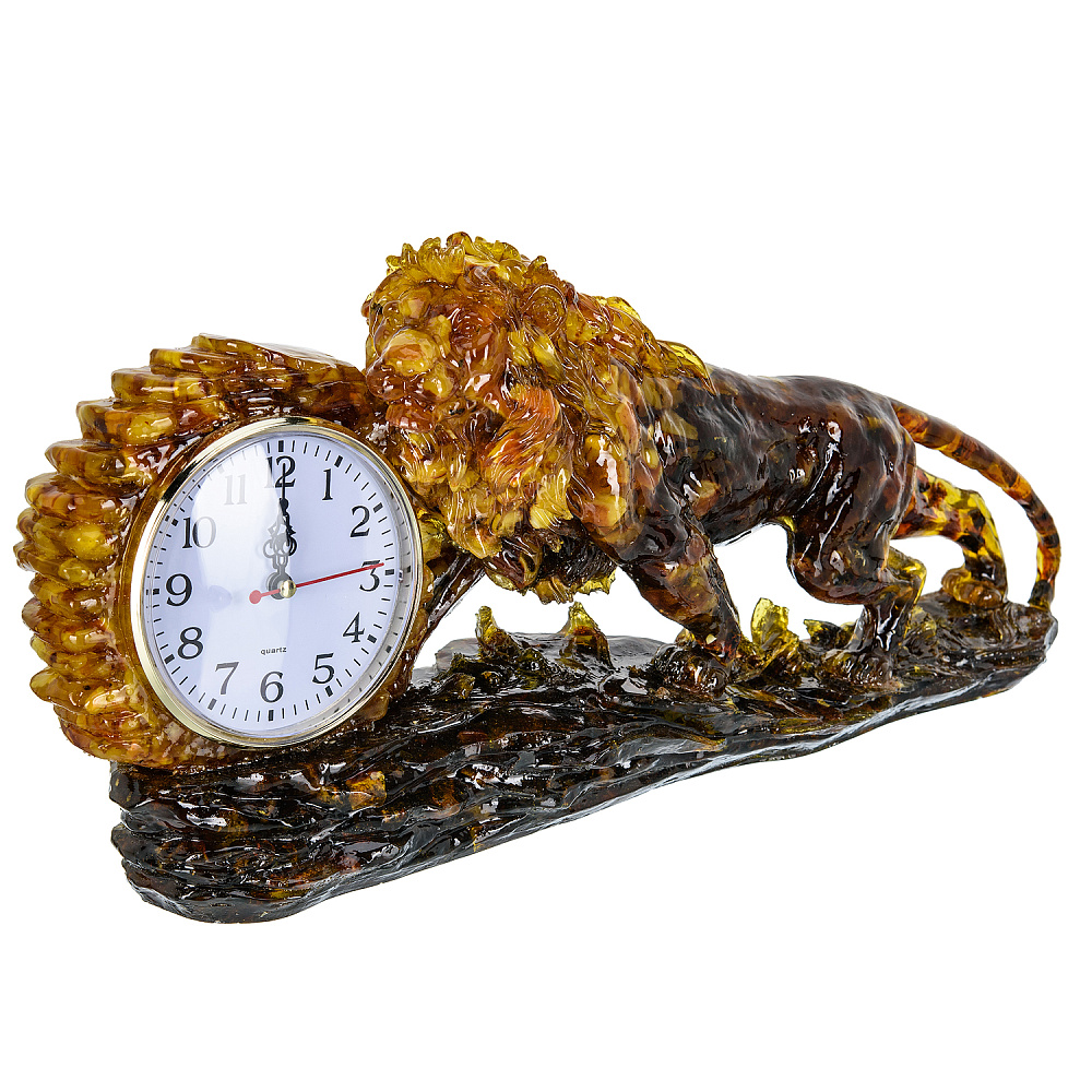 Часы настольные из янтаря «Лев» - интернет магазин Русь Велика я фото 1