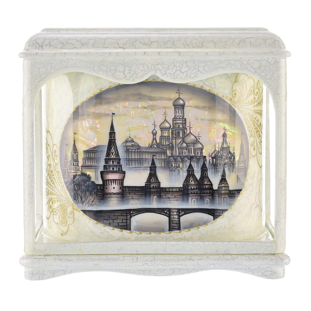 Шкатулка ларец-беседка «Москва» перламутровая - интернет магазин Русь Велика я 