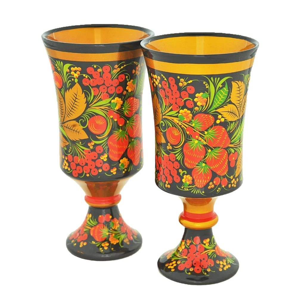 Набор бокалов для шампанского «Вечерний». Хохлома - интернет магазин Русь Велика я фото 1