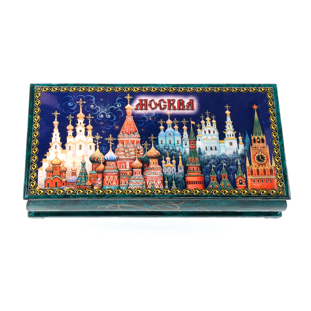 Шкатулка-купюрница из папье-маше с принтом «Москва. Соборы» - интернет магазин Русь Велика я 