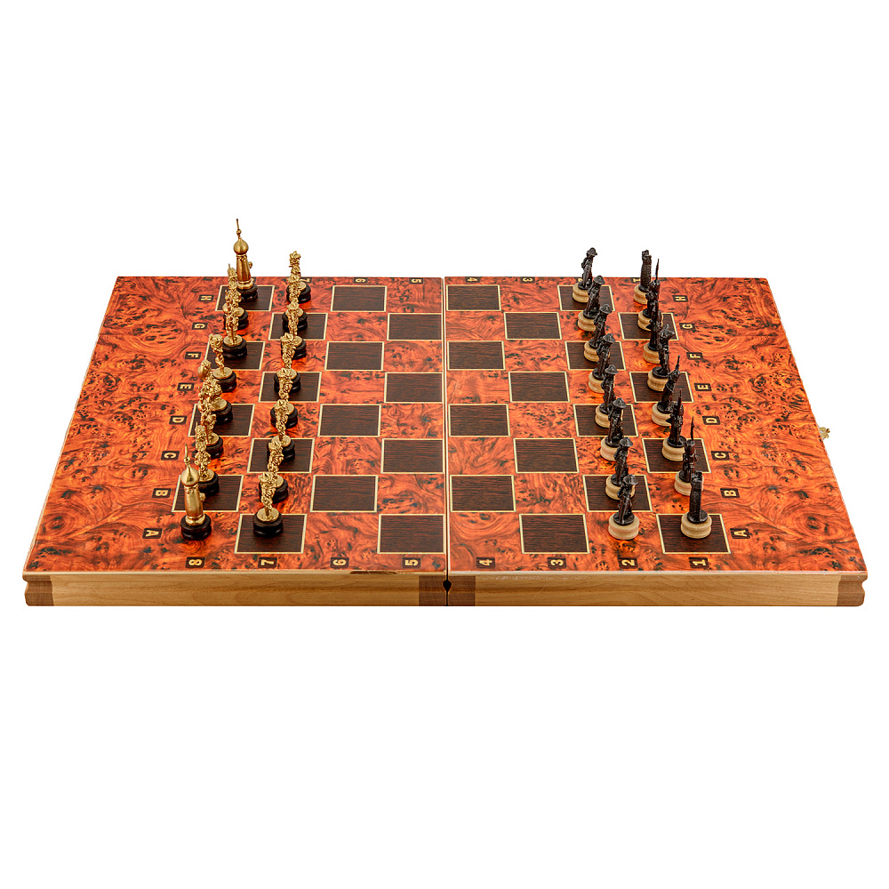 Шахматы деревянные «Крестоносцы и сарацины» с фигурами из олова 36х24 см - интернет магазин Русь Велика я фото 3