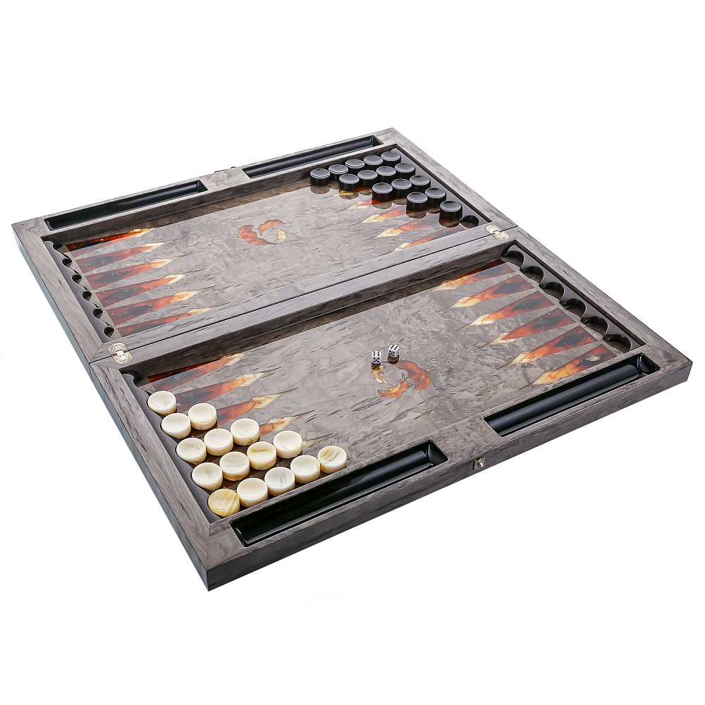 Нарды из карельской березы с инкрустацией из янтаря «Сокол» 60х32,5 см - интернет магазин Русь Велика я фото 5