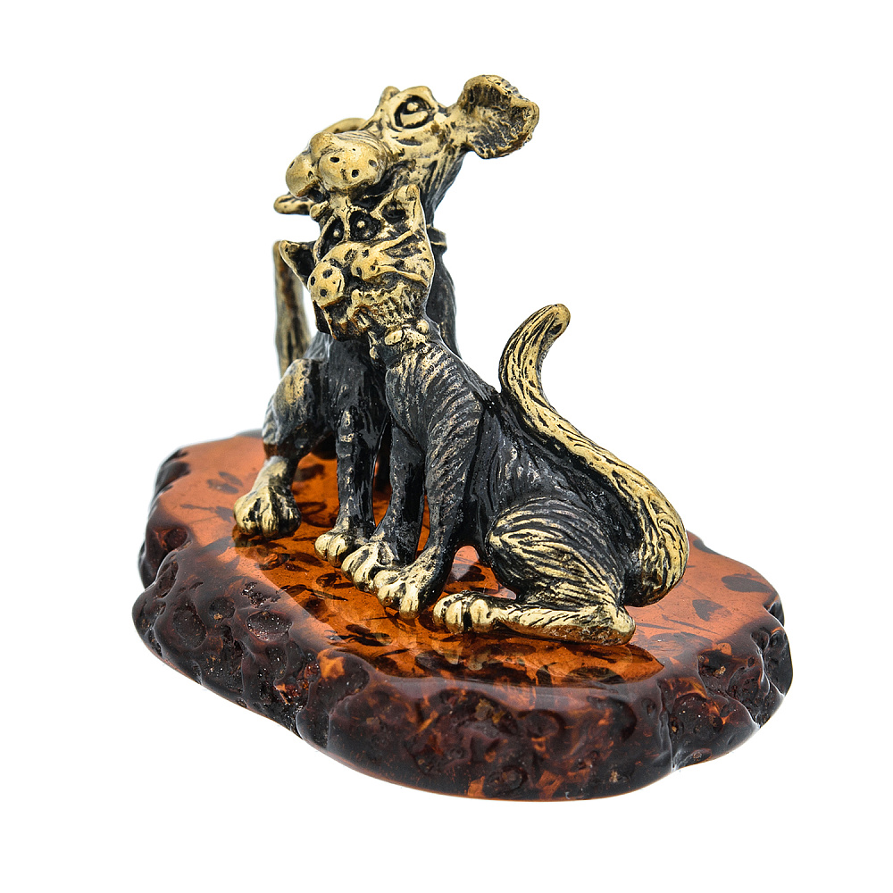 Статуэтка с янтарем «Кот и пес» - интернет магазин Русь Велика я фото 2