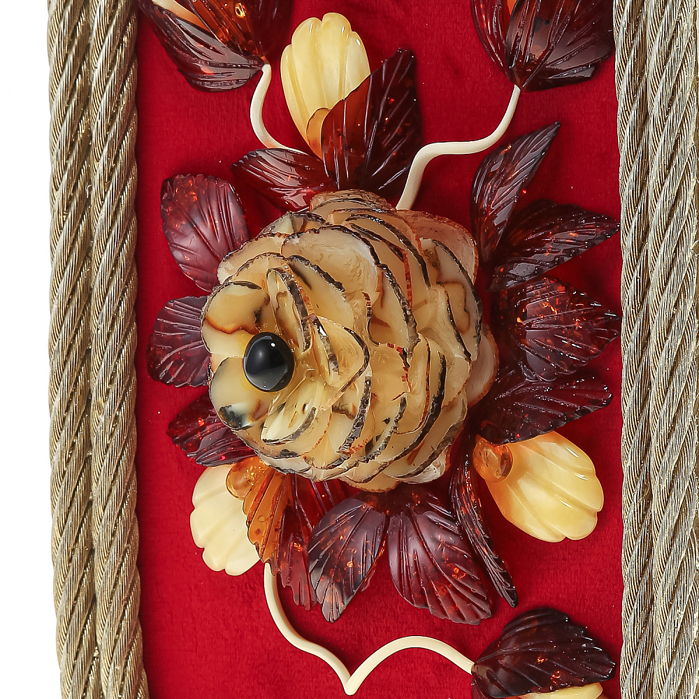 Настольное янтарное панно «Открытка с цветами» 21х15 см - интернет магазин Русь Велика я фото 3