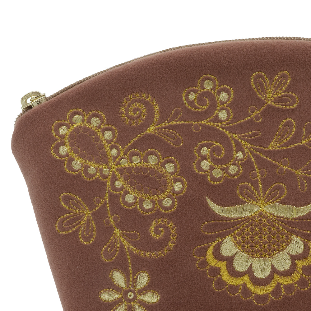 Косметичка «Цветы». Темно-розовая с вышивкой - интернет магазин Русь Велика я фото 2