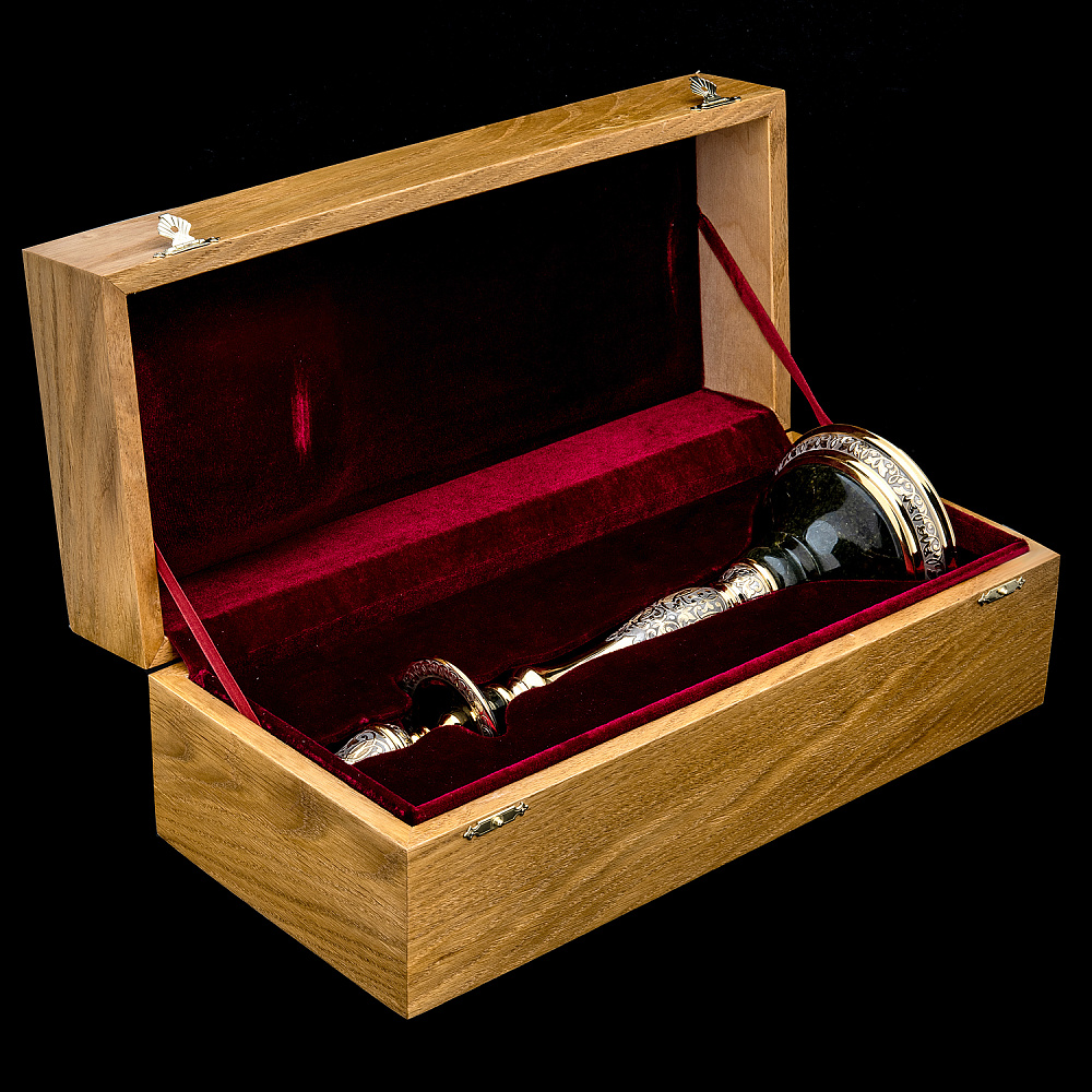 Подсвечник из камня с позолотой. Златоуст - интернет магазин Русь Велика я фото 3