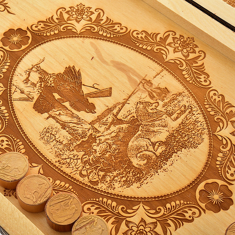 Деревянные нарды из бересты «Охота» - интернет магазин Русь Велика я фото 4