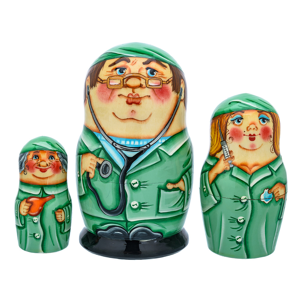 Матрешка «Врач» 3 места - интернет магазин Русь Велика я 
