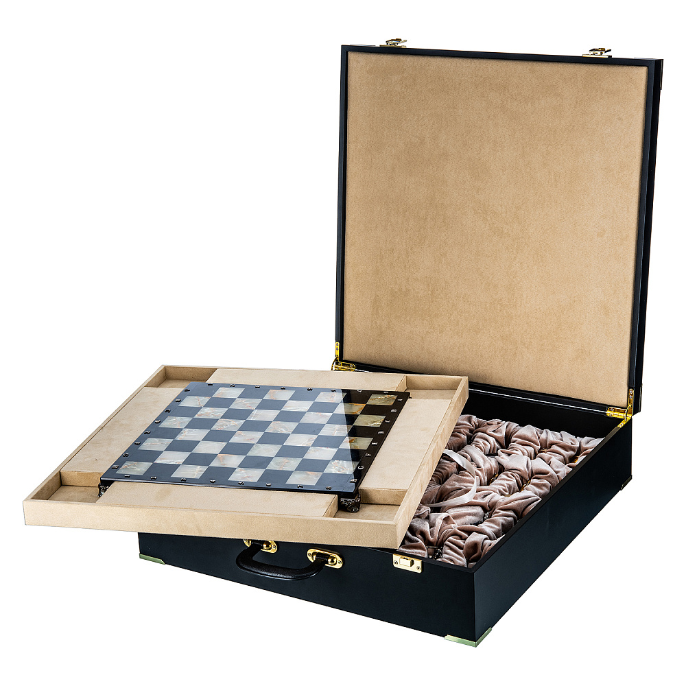 Шахматы с полем из камня и фигурами из серебра «Сражение» 35х35 см - интернет магазин Русь Велика я фото 17