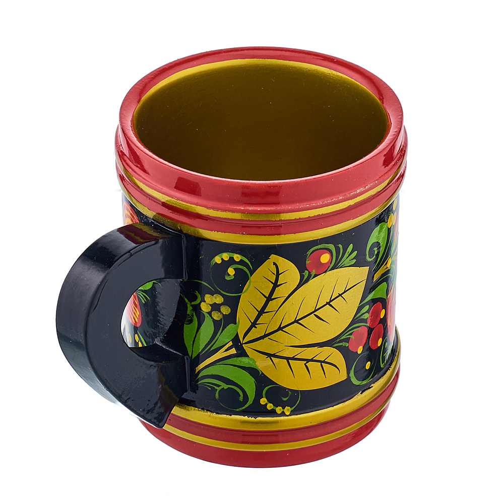 Кружка деревянная с росписью «Клубника». Хохлома - интернет магазин Русь Велика я фото 3