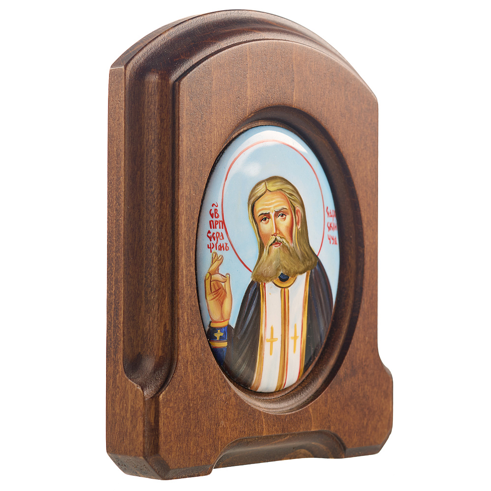 Икона «Серафим Саровский». Ростовская финифть 10,5х13,5 см - интернет магазин Русь Велика я фото 1