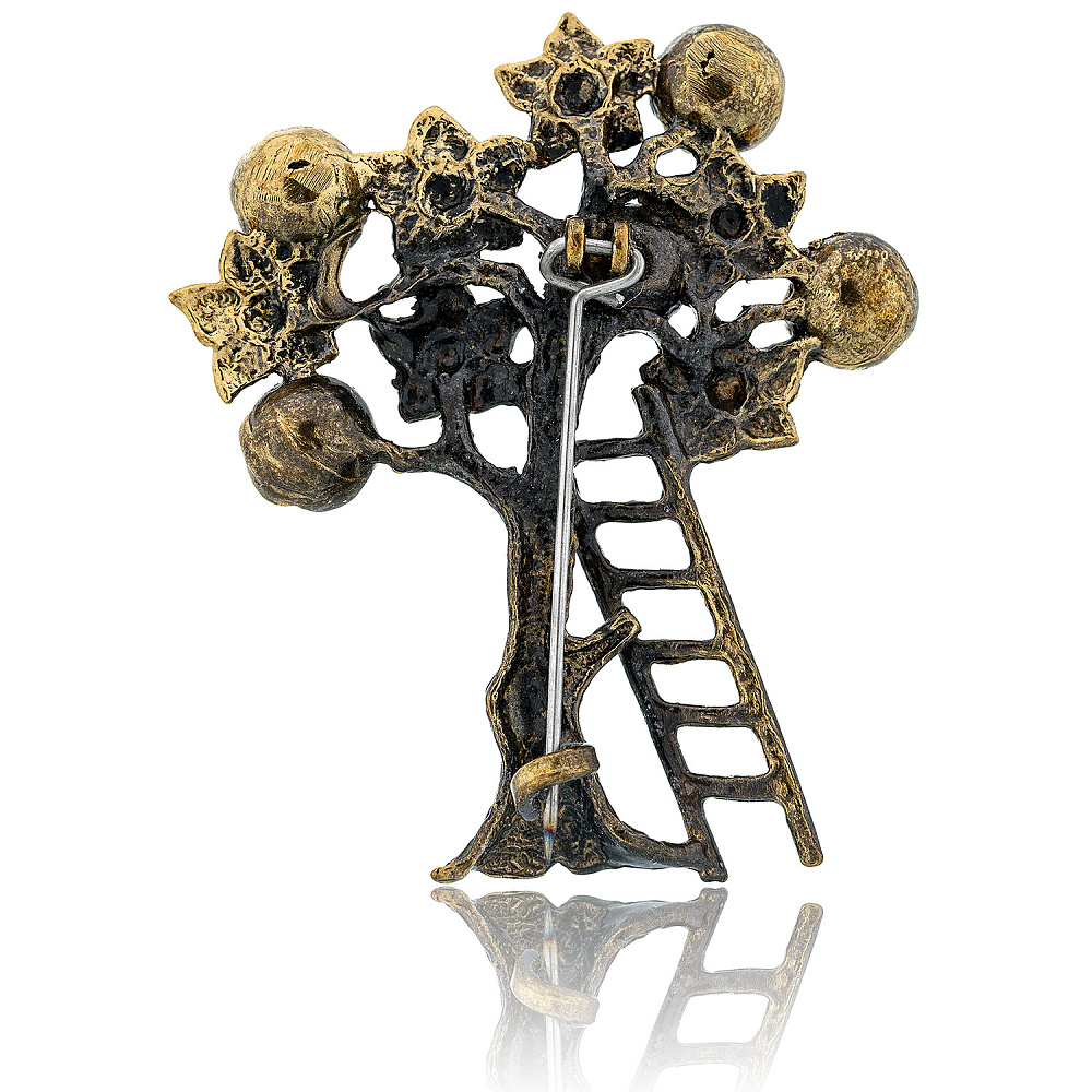 Брошь с янтарем «Урожай яблок» (коньячный) - интернет магазин Русь Велика я фото 1