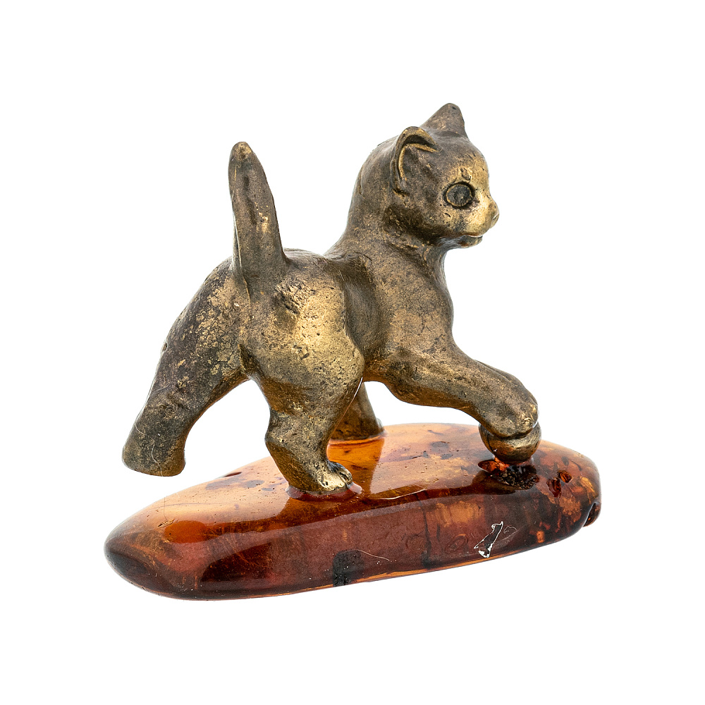 Статуэтка с янтарем «Котенок с клубком» - интернет магазин Русь Велика я фото 2