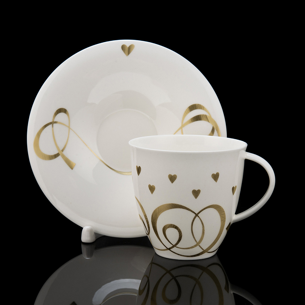 Чайная пара 250 мл «Сердечки». Форма Оливия. ИФЗ - интернет магазин Русь Велика я 