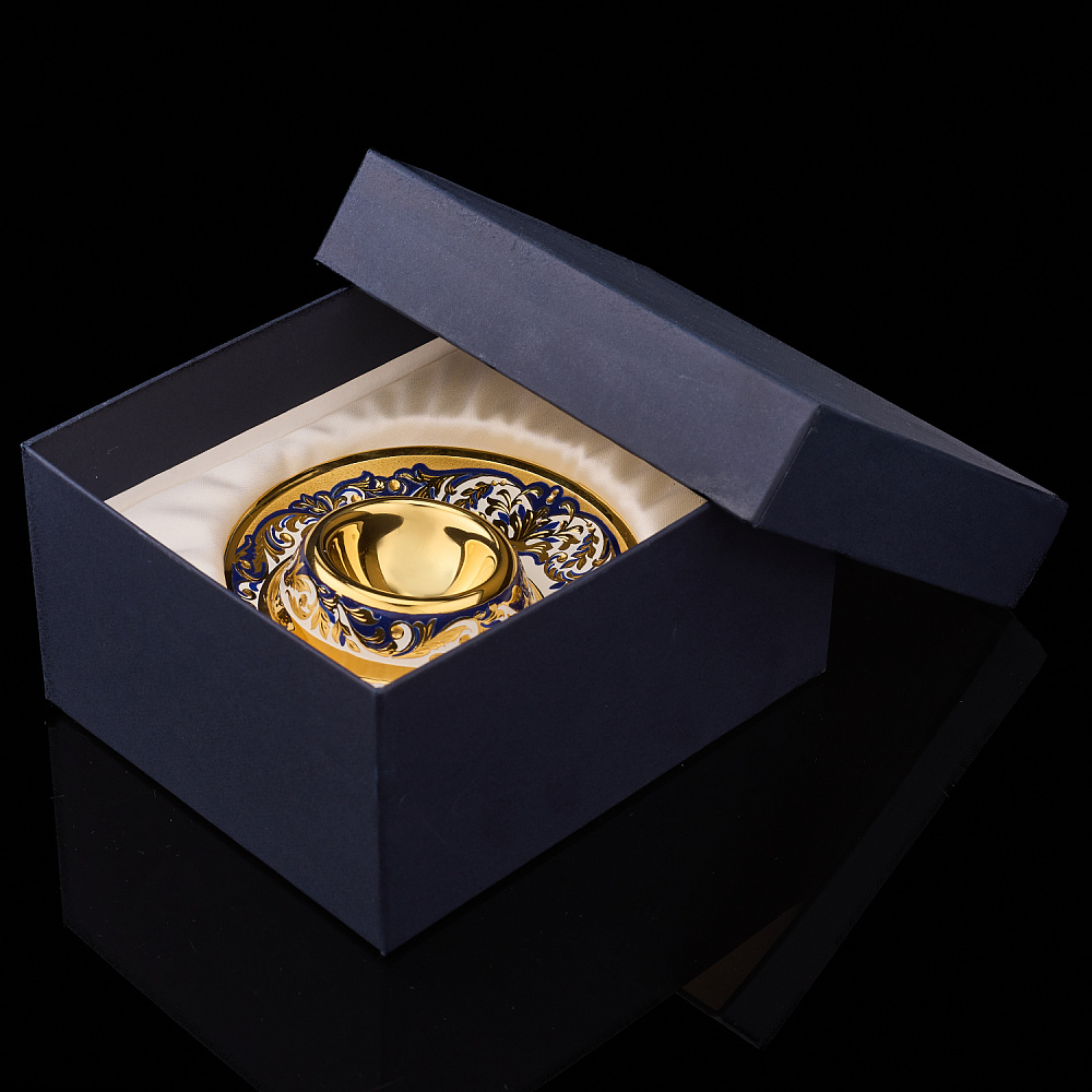 Подставка под яйцо с позолотой и эмалью. Златоуст - интернет магазин Русь Велика я фото 4