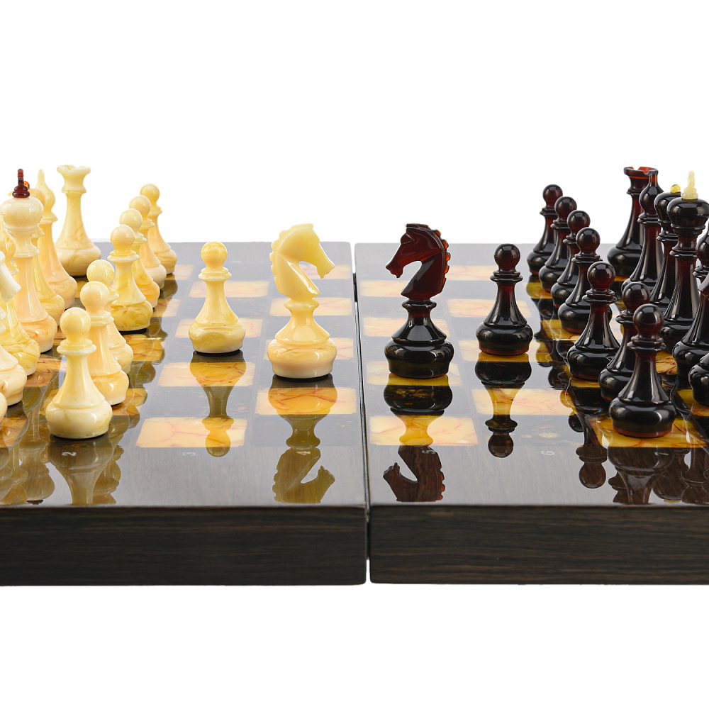 Шахматы с янтарными фигурами «Герб РФ» 56х56 см - интернет магазин Русь Велика я фото 7
