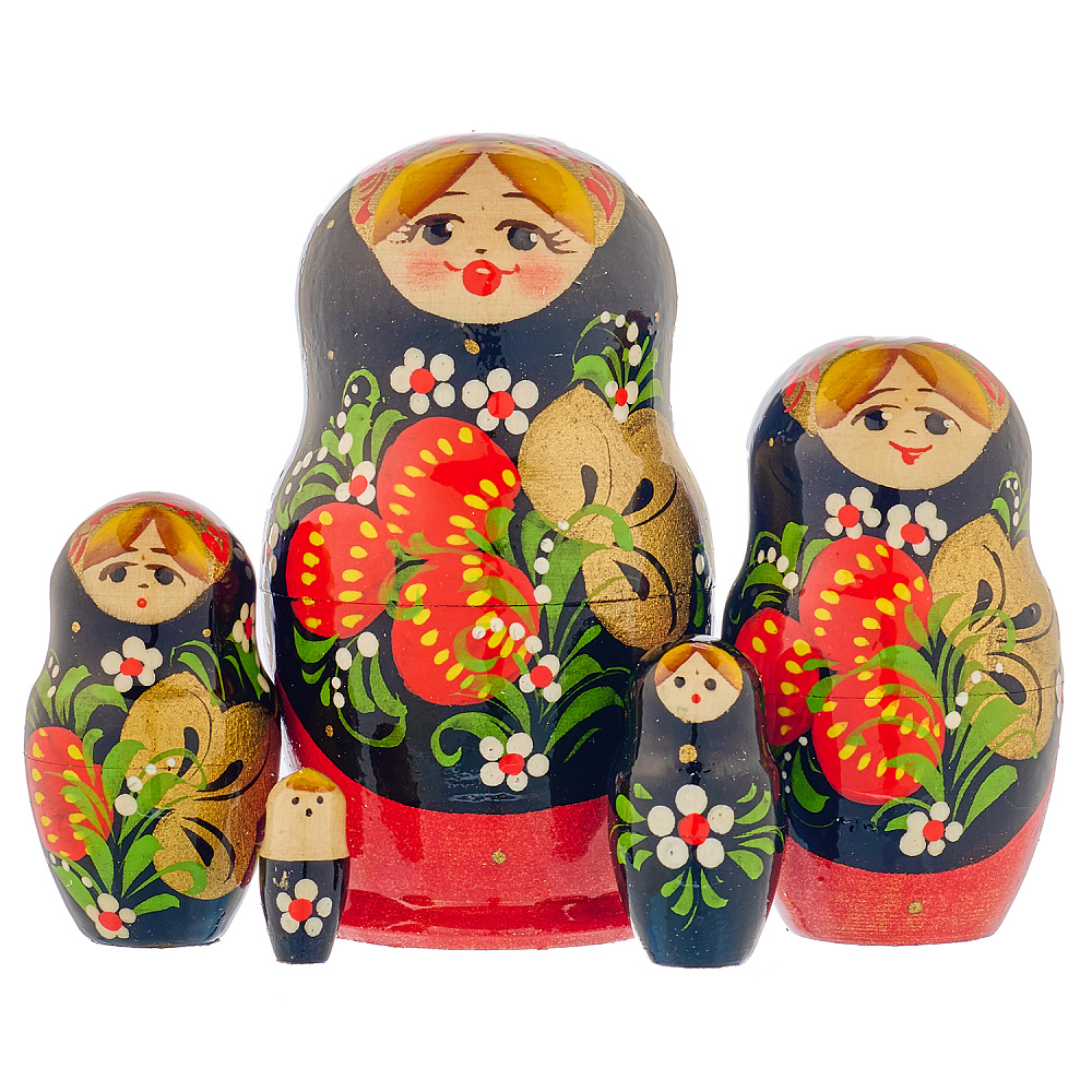 Матрешка «Клубника» 5 мест - интернет магазин Русь Велика я 
