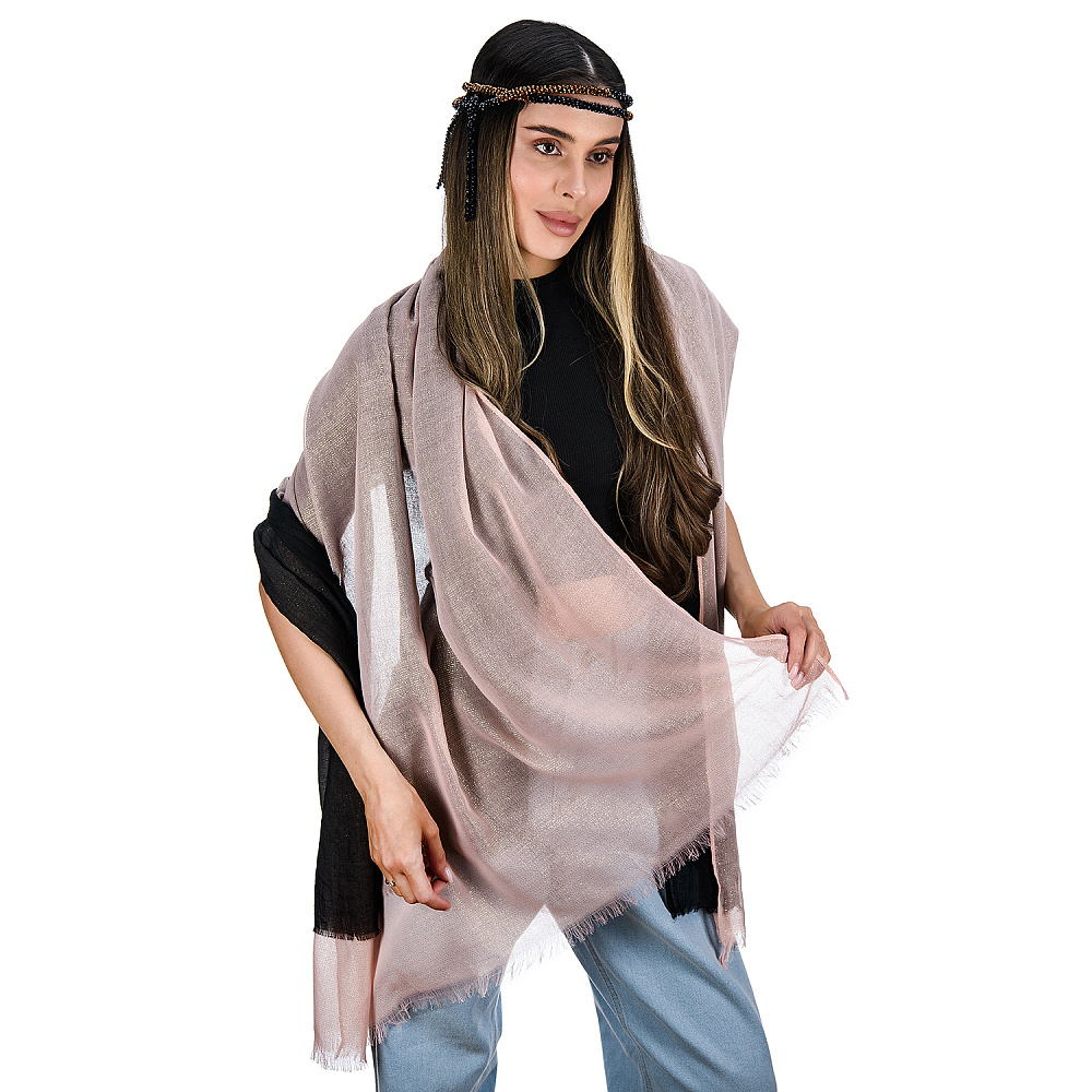 Набор парных палантинов с бусами-жгутом «Дуэт». Черно-розовый - интернет магазин Русь Велика я фото 5