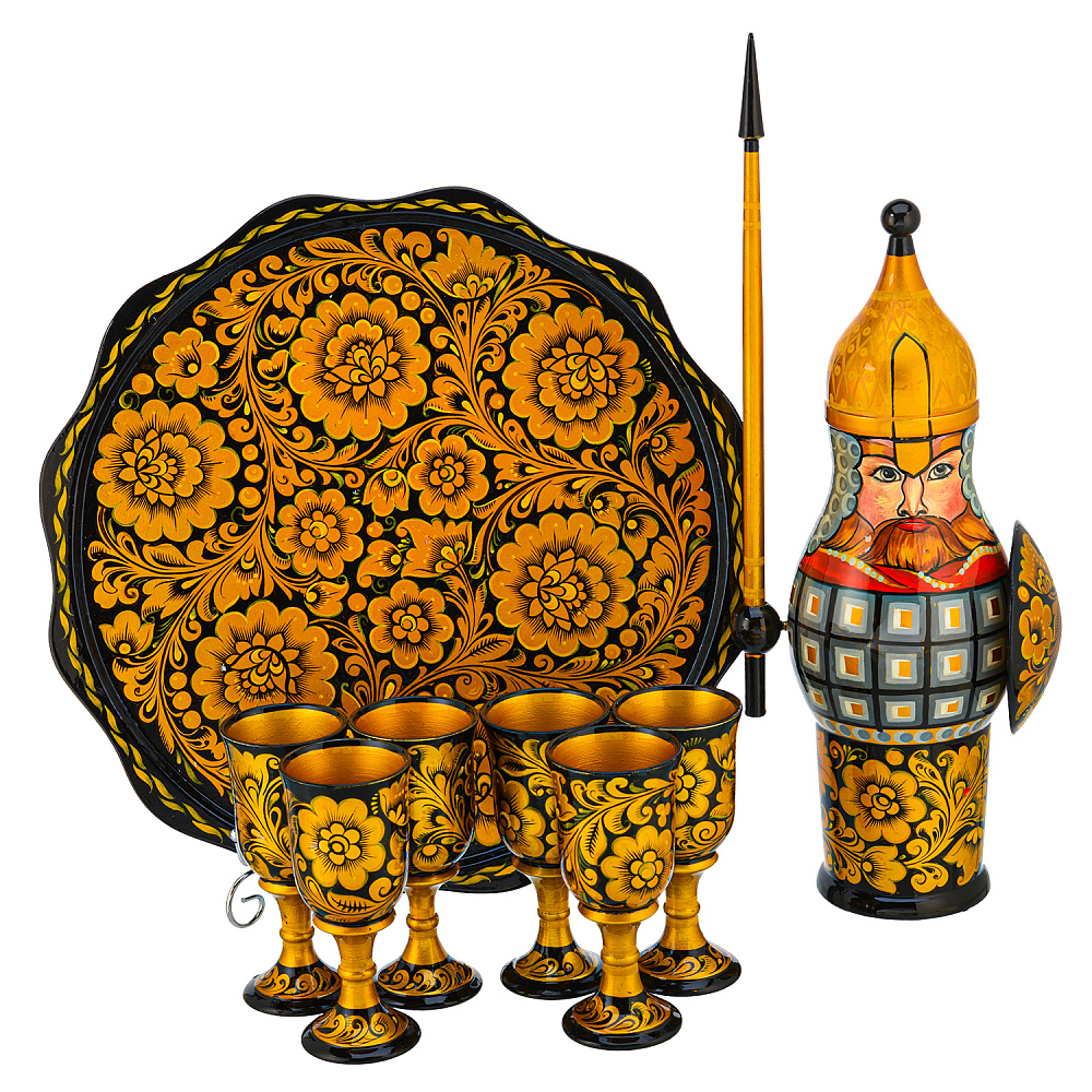 Питейный набор на 6 персон «Богатырь». Хохлома - интернет магазин Русь Велика я фото 1